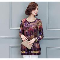 womens going out vintage blouse animal print round neck long sleeve co ...