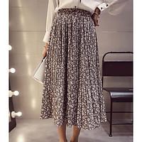 Women\'s Casual/Daily Midi Skirts Swing Print Summer