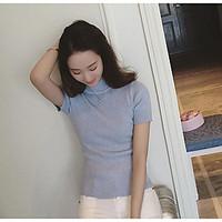 womens casualdaily simple summer t shirt solid round neck short sleeve ...