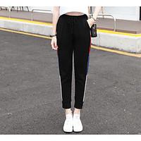 womens mid rise micro elastic active pants simple relaxed color block