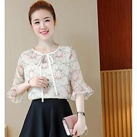womens going out vintage blouse floral round neck length sleeve others