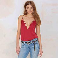 womens party club sexy sophisticated summer blouse solid deep v sleeve ...