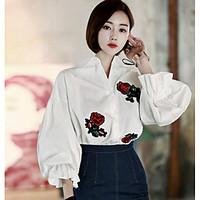 womens going out vintage shirt embroidered shirt collar long sleeve co ...