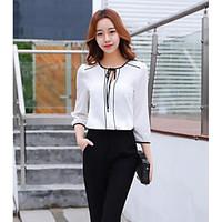 womens casualdaily simple blouse solid round neck sleeve others