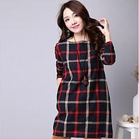 womens going out casualdaily vintage simple loose dress solid round ne ...
