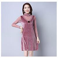 womens going out simple a line dress solid round neck above knee long  ...