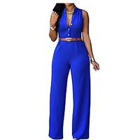 Women\'s Going out Casual/Daily Two Piece Dress, Solid V Neck Midi Sleeveless Cotton Spring Summer Mid Rise Inelastic Medium