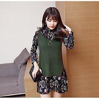 Women\'s Going out Casual/Daily Vintage Cute Spring Fall Blouse, Floral Stand Long Sleeve Chiffon Medium