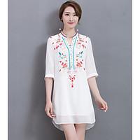 womens going out holiday vintage sophisticated loose dress floral v ne ...