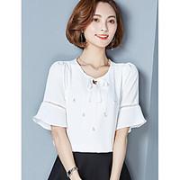 womens going out cute blouse solid round neck length sleeve others