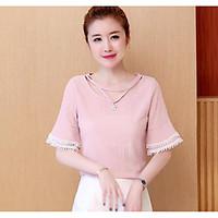 womens casualdaily simple summer blouse solid halter short sleeve cott ...