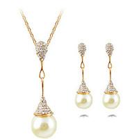 Women\'s Necklace/Earrings Statement Necklaces Imitation Pearl Pearl Simulated Diamond Alloy Drop Pendant Statement Jewelry Silver Golden
