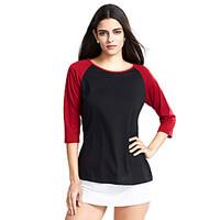 womens casualdaily simple street chic all seasons t shirt color block  ...