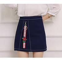 Women\'s Casual/Daily Knee-length Skirts A Line Solid Summer