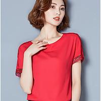 womens casualdaily simple blouse solid round neck short sleeve rayon