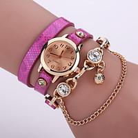 womens quartz analog gold case multilayer leather band bracelet wrist  ...