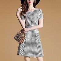 womens going out casualdaily sheath dress solid round neck midi sleeve ...