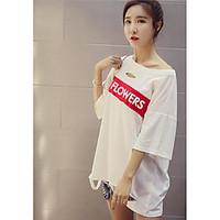 womens casual simple summer t shirt letter round neck short sleeve cot ...