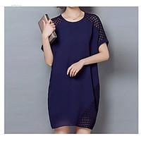 womens going out shift dress solid round neck above knee short sleeve  ...