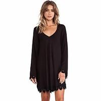 womens going out casualdaily sexy simple loose dress solid v neck mini ...