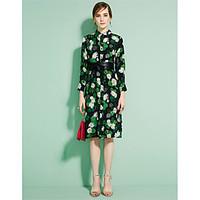 womens going out party vintage sophisticated a line dress floral shirt ...