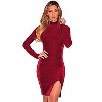 womens party club sexy sophisticated bodycon dress solid turtleneck mi ...