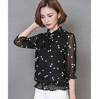 Women\'s Going out Vintage Blouse, Polka Dot Round Neck ¾ Sleeve Others