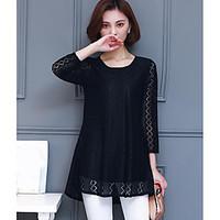 womens casualdaily simple spring t shirt solid round neck sleeve cotto ...