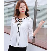 womens casualdaily simple spring summer blouse solid patchwork round n ...