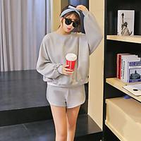 womens casualdaily sports sweatshirt solid round neck micro elastic co ...