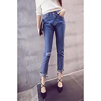 womens mid rise micro elastic jeans pants simple straight slim denim s ...