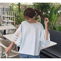 womens going out cute shirt solid round neck sleeve others