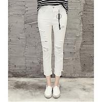 Women\'s Mid Rise Micro-elastic Skinny Pants, Street chic Simple Skinny Pure Color Cut Out Solid