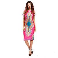 Women\'s Going out Casual/Daily Beach Sexy Vintage Street chic Loose Sheath Dress, Print Strap Maxi Sleeveless Polyester Summer High Rise