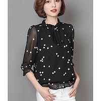 Women\'s Going out Vintage Blouse, Polka Dot Round Neck ¾ Sleeve Others