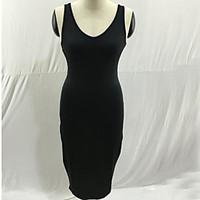 womens casualdaily party bodycon dress solid v neck midi sleeveless po ...