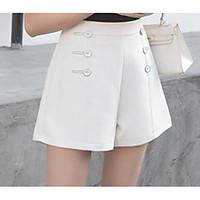 womens mid rise inelastic shorts pants simple wide leg solid