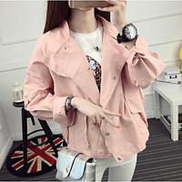 womens work simple spring winter jacket solid v neck long sleeve regul ...