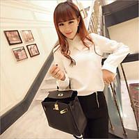 womens casualdaily simple t shirt solid classic collar long sleeve cot ...