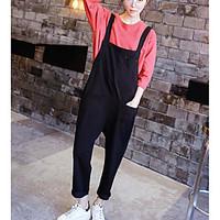 womens high rise inelastic overalls pants simple slim solid