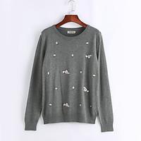 womens plus size cute regular pullover print multi color round neck lo ...