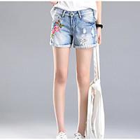 womens mid rise micro elastic jeans shorts pants street chic wide leg  ...