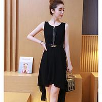 womens casualdaily simple loose dress solid round neck midi sleeveless ...