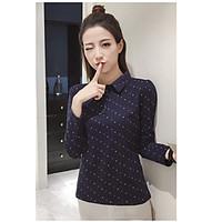 womens casualdaily simple spring shirt polka dot shirt collar long sle ...