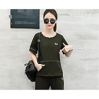 womens casualdaily simple active summer fall t shirt pant suits solid  ...