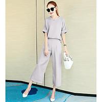 womens casualdaily street chic sophisticated blouse pant suits solid s ...