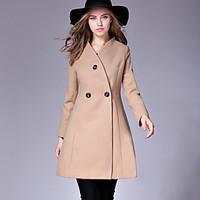 womens casualdaily simple coat solid asymmetrical long sleeve winter m ...