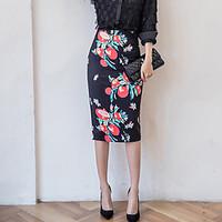 womens high rise casualdaily work knee length skirts sexy bodycon spli ...