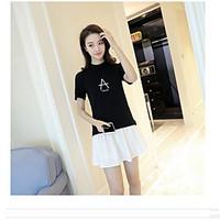 womens casual cute summer t shirt letter round neck short sleeve cotto ...