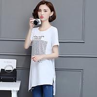 Women\'s Going out Casual/Daily Simple Loose Dress, Print Color Block Round Neck Above Knee Short Sleeve Cotton Summer Mid Rise